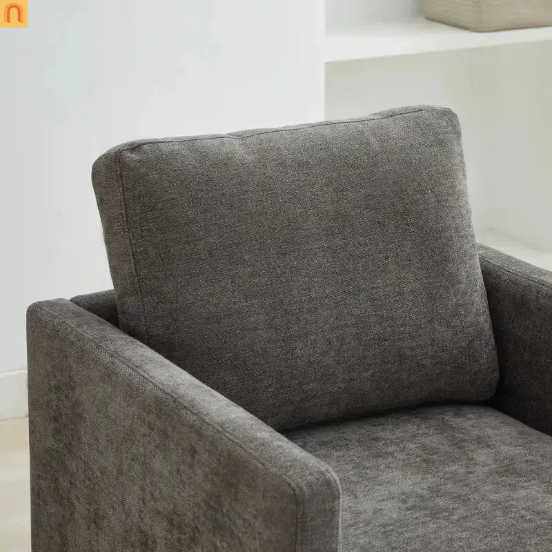 Accent Chair Square Swivel Chenille Charcoal 360 Degree 300 lb 30in
