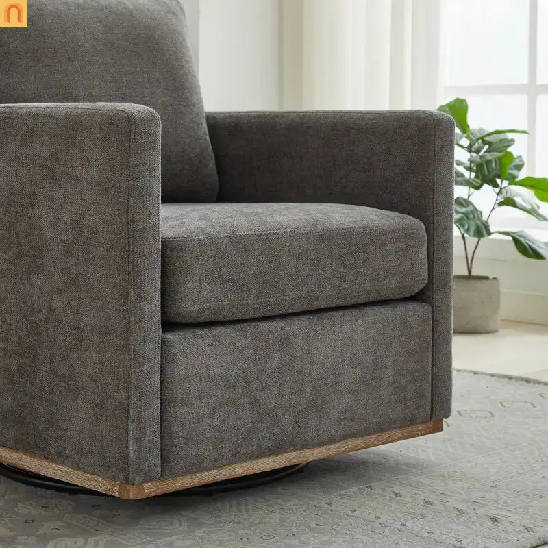 Accent Chair Square Swivel Chenille Charcoal 360 Degree 300 lb 30in