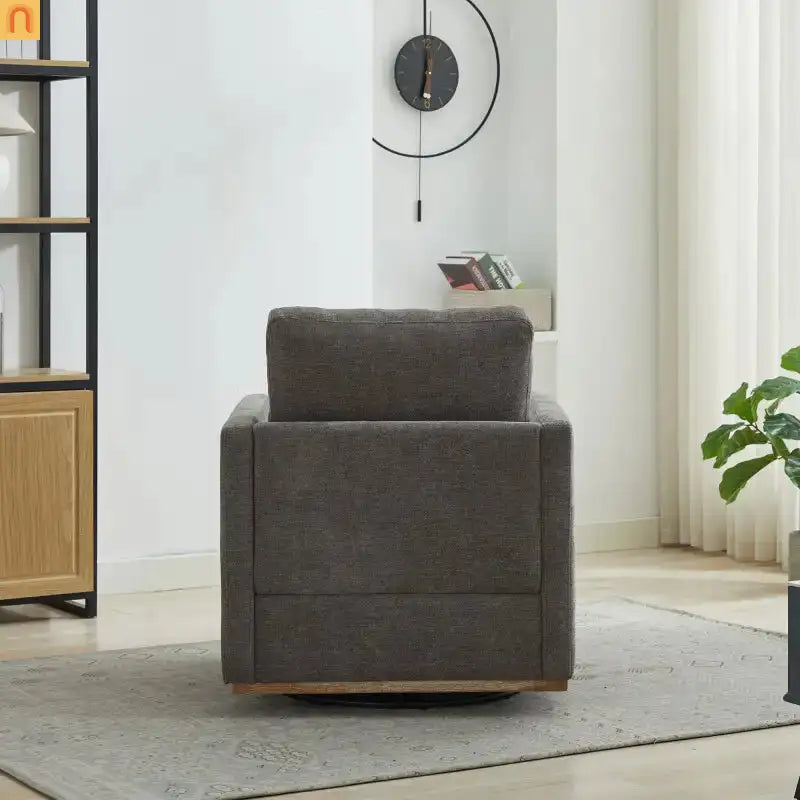 Accent Chair Square Swivel Chenille Charcoal 360 Degree 300 lb 30in
