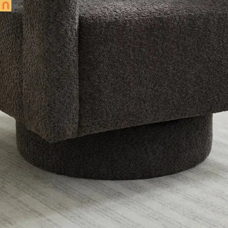 Accent Chair Square Swivel Boucle Charcoal 360 Removable Cushion