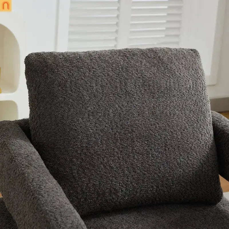 Accent Chair Square Swivel Boucle Charcoal 360 Removable Cushion