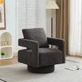 Accent Chair Square Swivel Boucle Charcoal 360 Removable Cushion