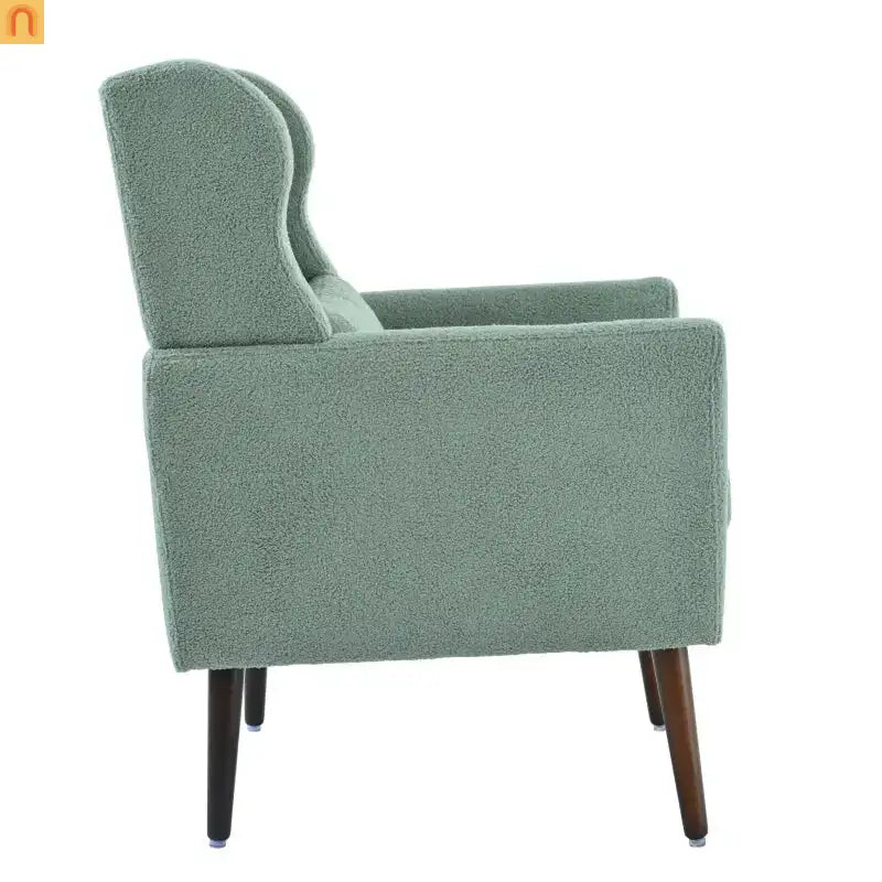 Accent Chair Modern Teddy Fabric Light Green Rubberwood 275 lb 28in
