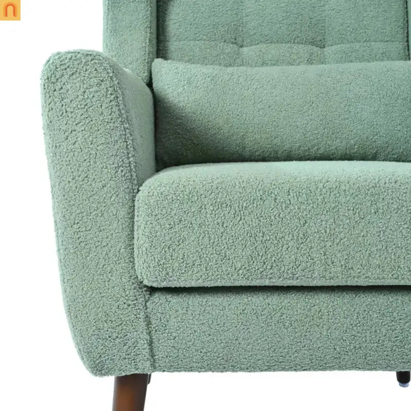 Accent Chair Modern Teddy Fabric Light Green Rubberwood 275 lb 28in