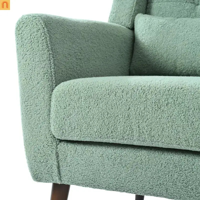 Accent Chair Modern Teddy Fabric Light Green Rubberwood 275 lb 28in