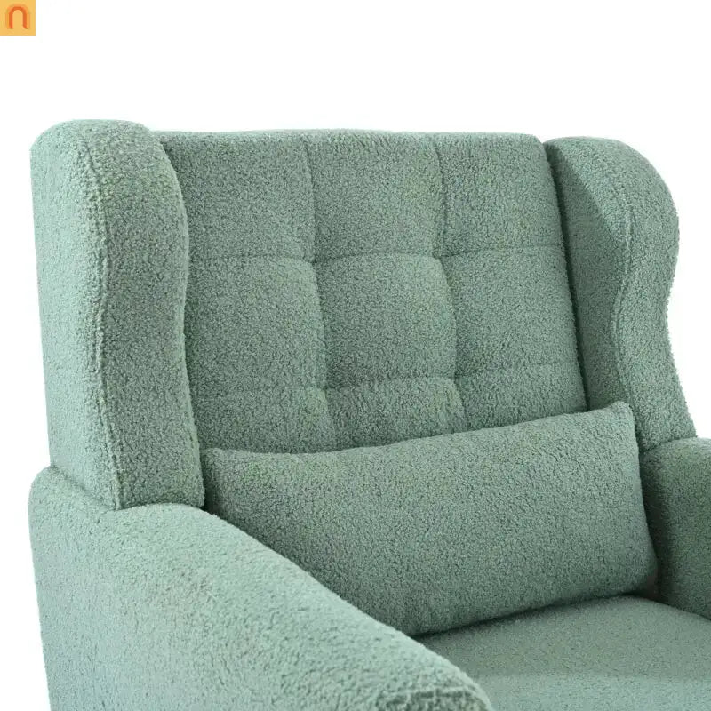 Accent Chair Modern Teddy Fabric Light Green Rubberwood 275 lb 28in