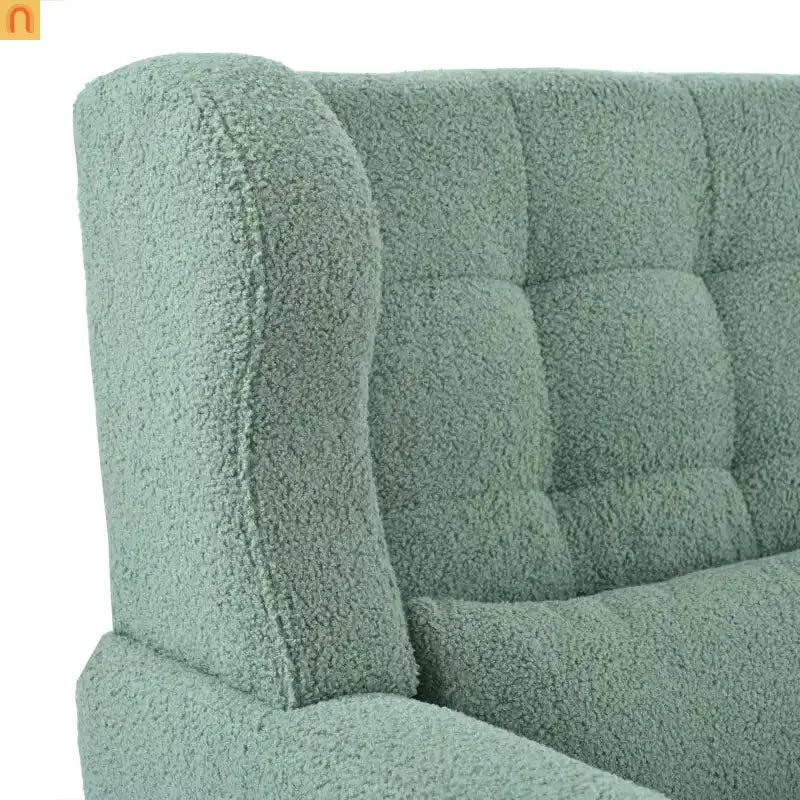 Accent Chair Modern Teddy Fabric Light Green Rubberwood 275 lb 28in