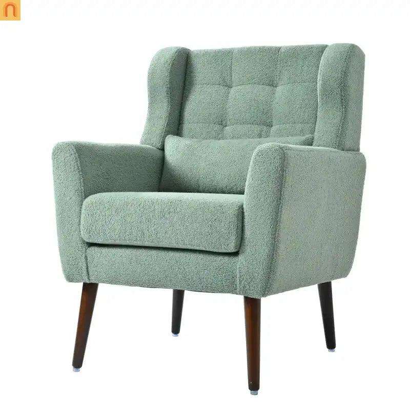 Accent Chair Modern Teddy Fabric Light Green Rubberwood 275 lb 28in