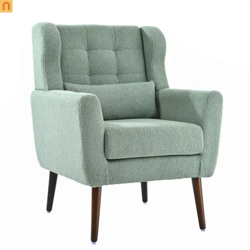 Accent Chair Modern Teddy Fabric Light Green Rubberwood 275 lb 28in