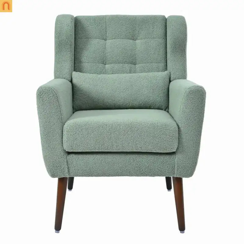 Accent Chair Modern Teddy Fabric Light Green Rubberwood 275 lb 28in