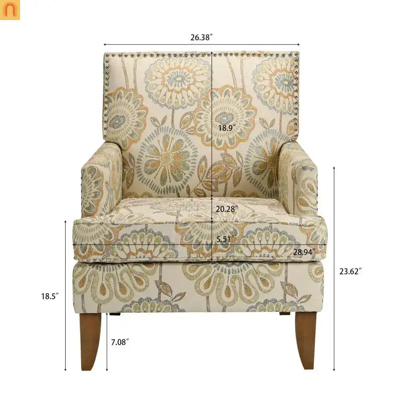 Accent Chair Modern Fabric Beige Yellow Birch Legs Pocket Spring 220 lb