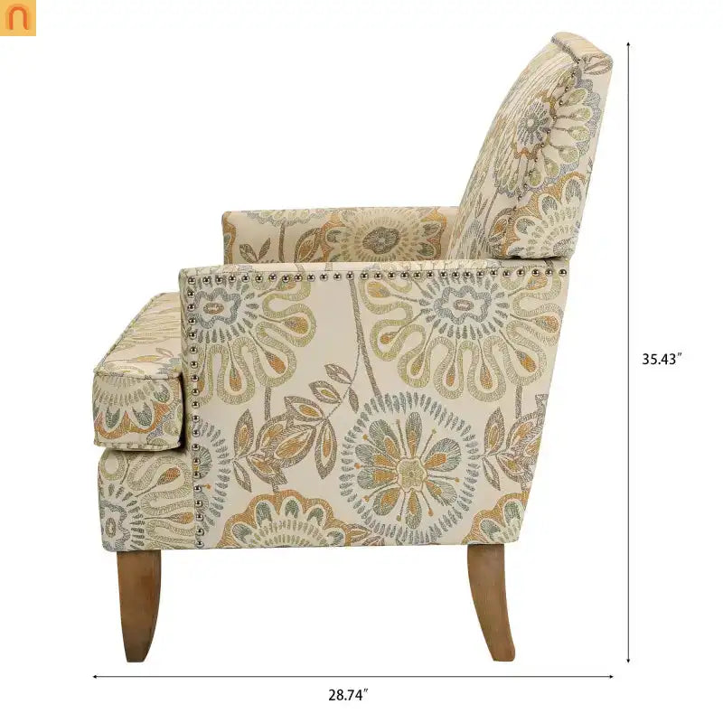 Accent Chair Modern Fabric Beige Yellow Birch Legs Pocket Spring 220 lb