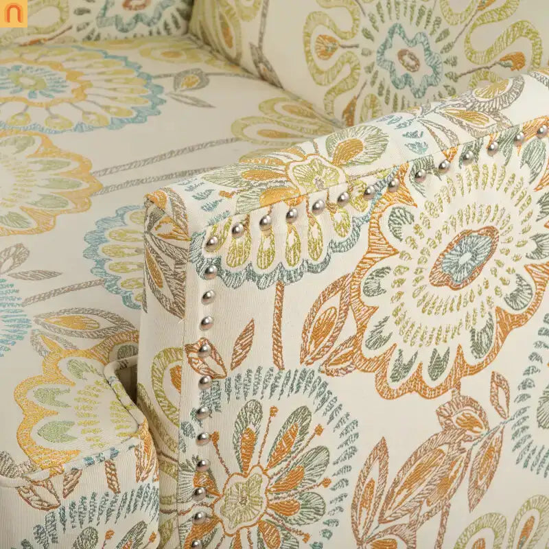 Accent Chair Modern Fabric Beige Yellow Birch Legs Pocket Spring 220 lb