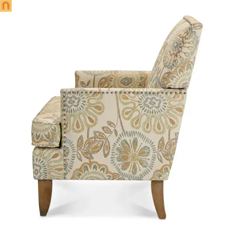 Accent Chair Modern Fabric Beige Yellow Birch Legs Pocket Spring 220 lb