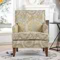 Accent Chair Modern Fabric Beige Yellow Birch Legs Pocket Spring 220 lb