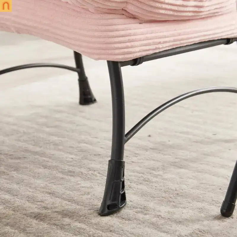 Accent Chair Lounge Flannelette Pink with Ottoman Steel Frame 250 lb