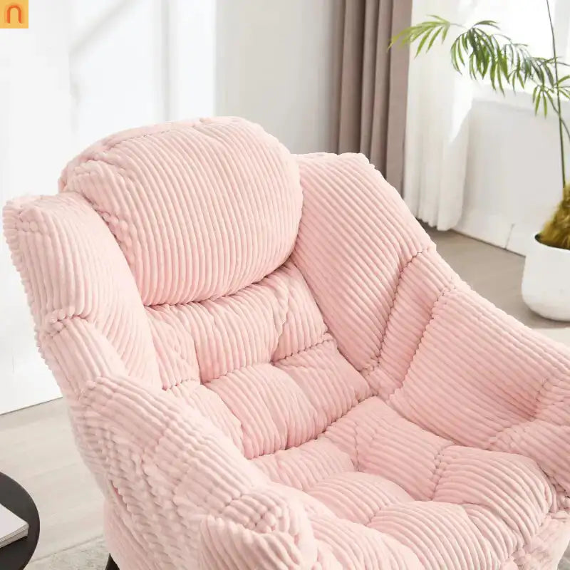 Accent Chair Lounge Flannelette Pink with Ottoman Steel Frame 250 lb