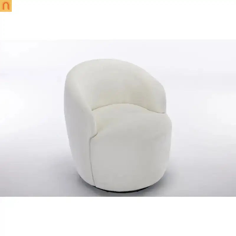 Accent Chair Barrel Swivel Chenille Ivory 360 Degree 250 lb 25in