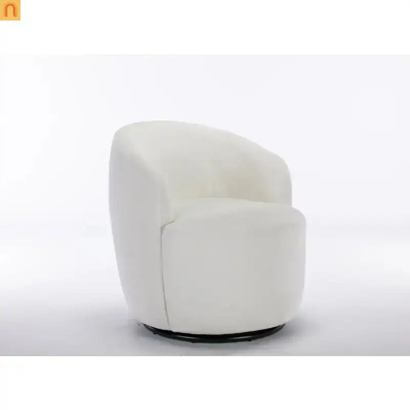 Accent Chair Barrel Swivel Chenille Ivory 360 Degree 250 lb 25in