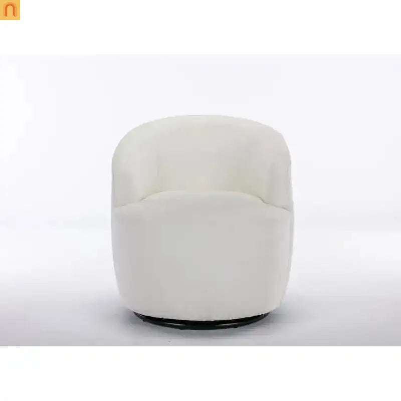 Accent Chair Barrel Swivel Chenille Ivory 360 Degree 250 lb 25in