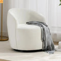 Accent Chair Barrel Swivel Chenille Ivory 360 Degree 250 lb 25in