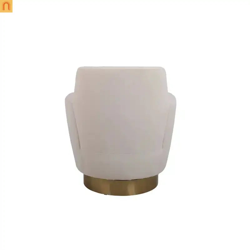 Accent Chair Swivel Barrel Velvet Beige Gold Stainless Steel Base