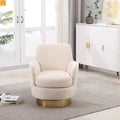 Accent Chair Swivel Barrel Velvet Beige Gold Stainless Steel Base