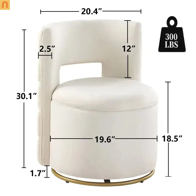 Accent Chair Swivel Velvet White Side Storage 360 Degree 220 lb 20in