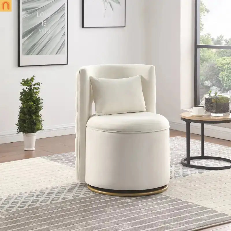 Accent Chair Swivel Velvet White Side Storage 360 Degree 220 lb 20in