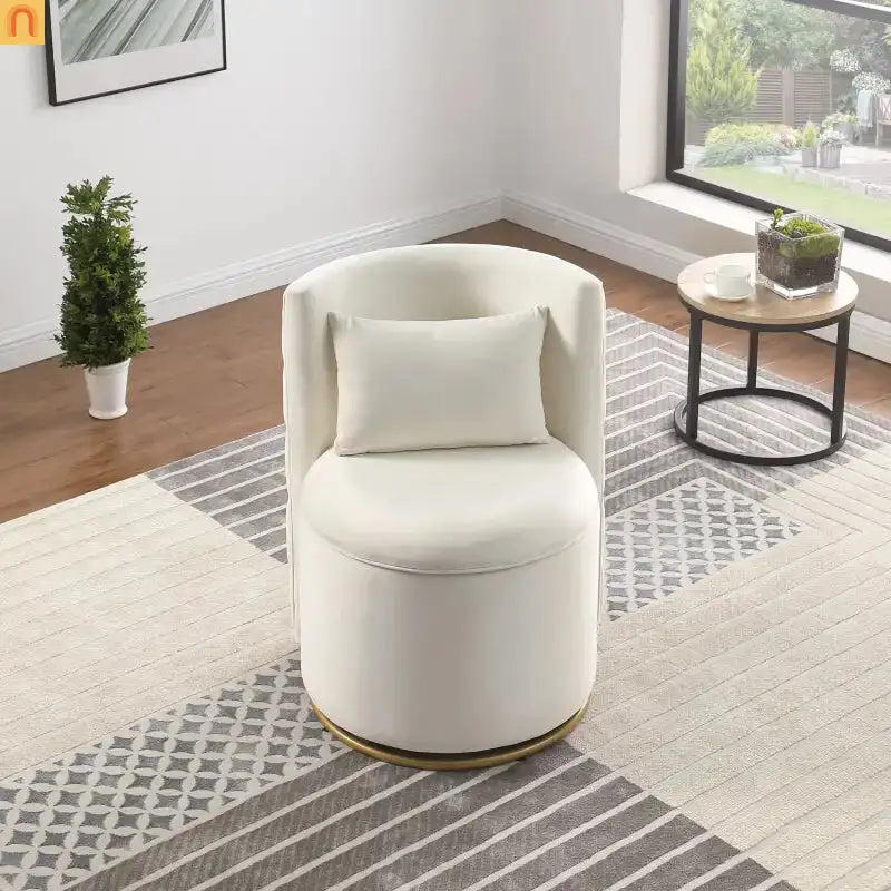 Accent Chair Swivel Velvet White Side Storage 360 Degree 220 lb 20in