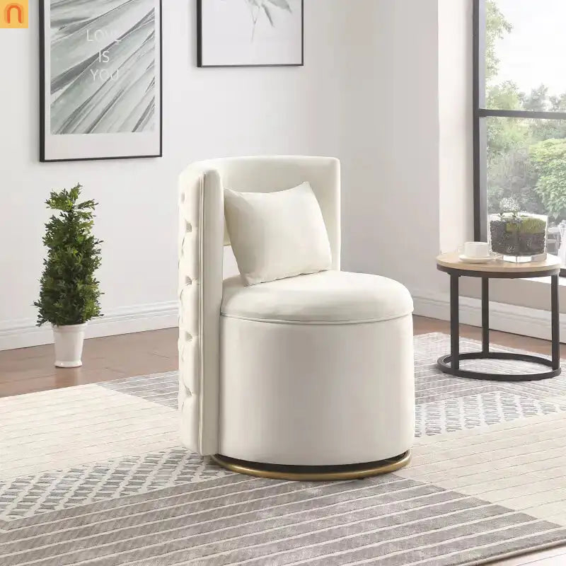 Accent Chair Swivel Velvet White Side Storage 360 Degree 220 lb 20in