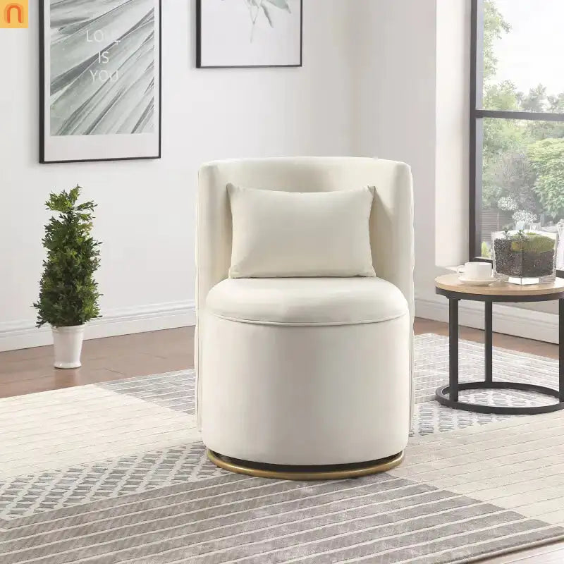 Accent Chair Swivel Velvet White Side Storage 360 Degree 220 lb 20in