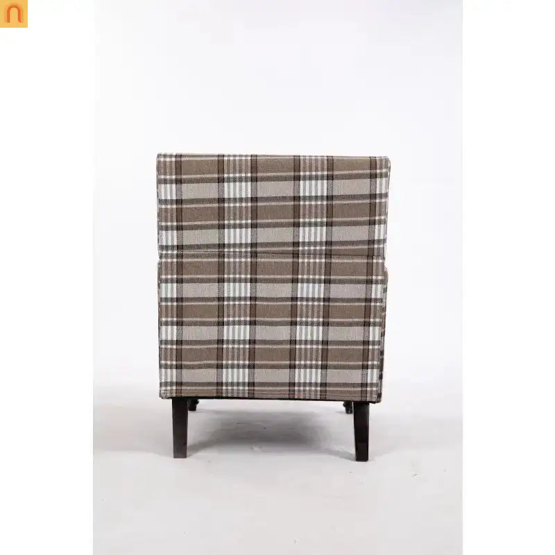 Accent Chair Vintage Linen Striped Nailhead Trim Wood Legs