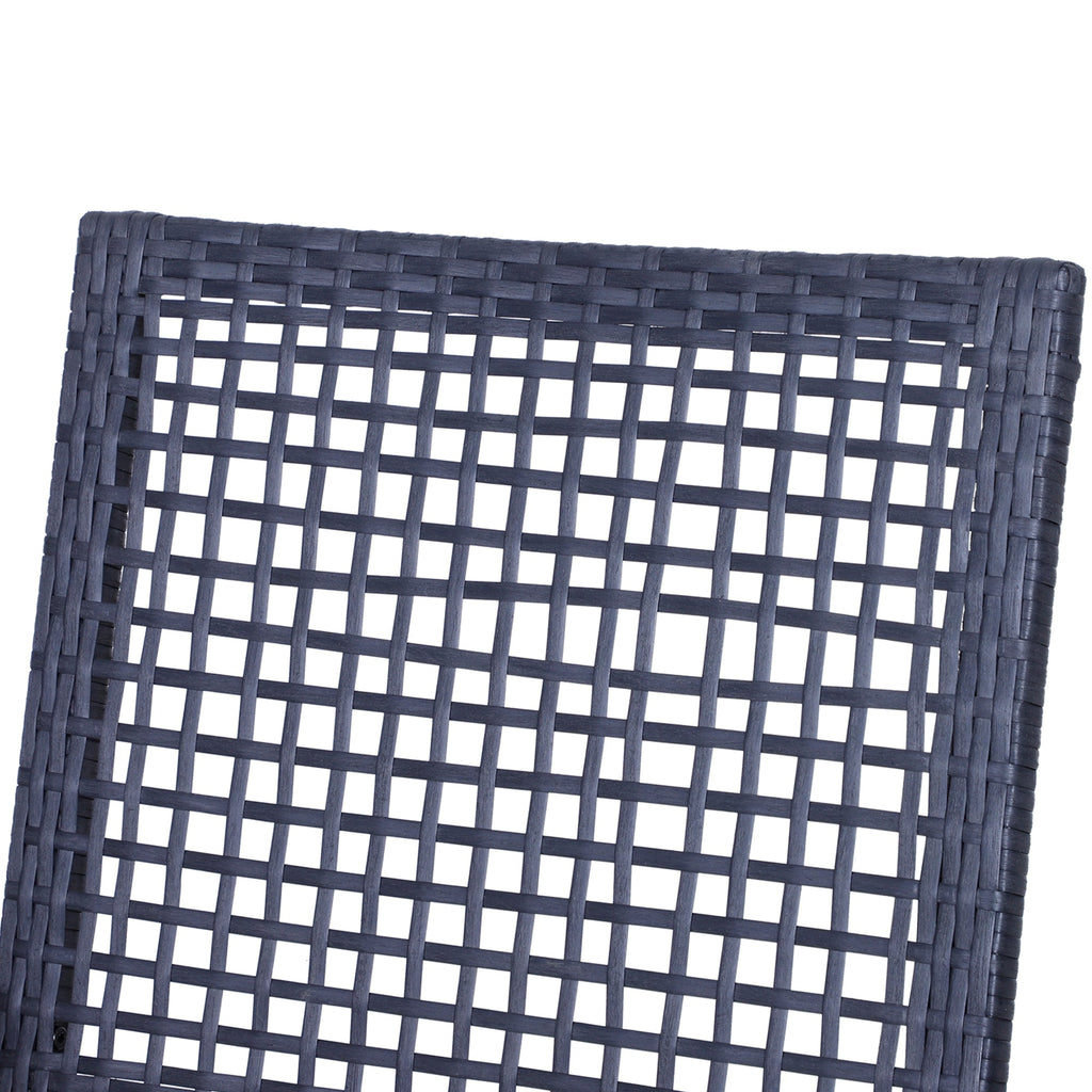 Outdoor Bar Set PE Rattan Black 3 Piece High Table 2 Bar Chairs Footrest