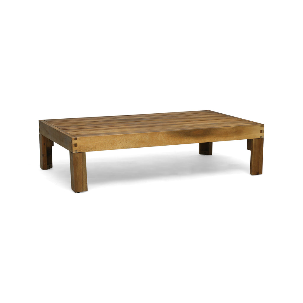 Outdoor Sectional Set Acacia Wood Beige 5 Piece L Shape Seats 4
