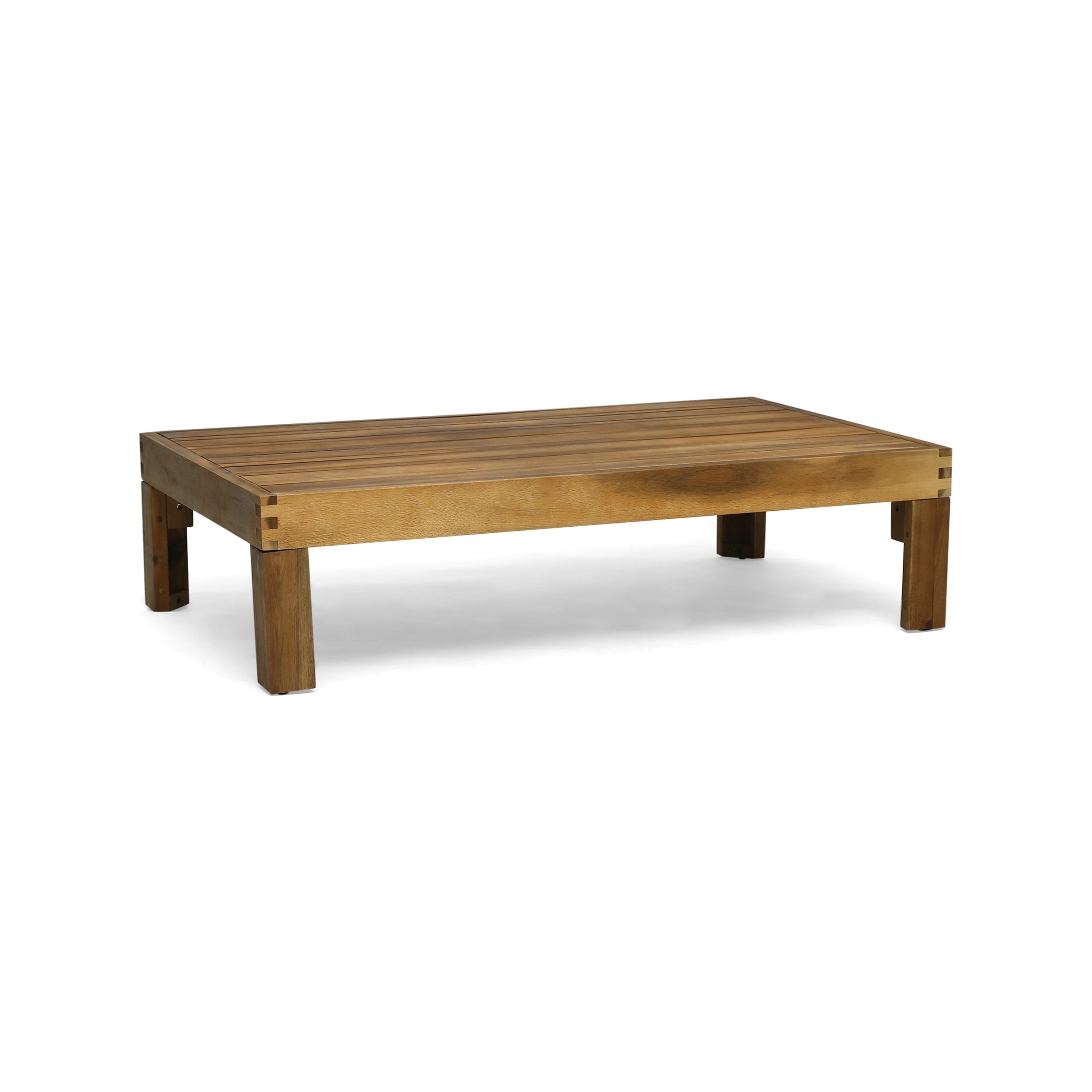 Outdoor Sectional Set Acacia Wood Beige 5 Piece L Shape Seats 4