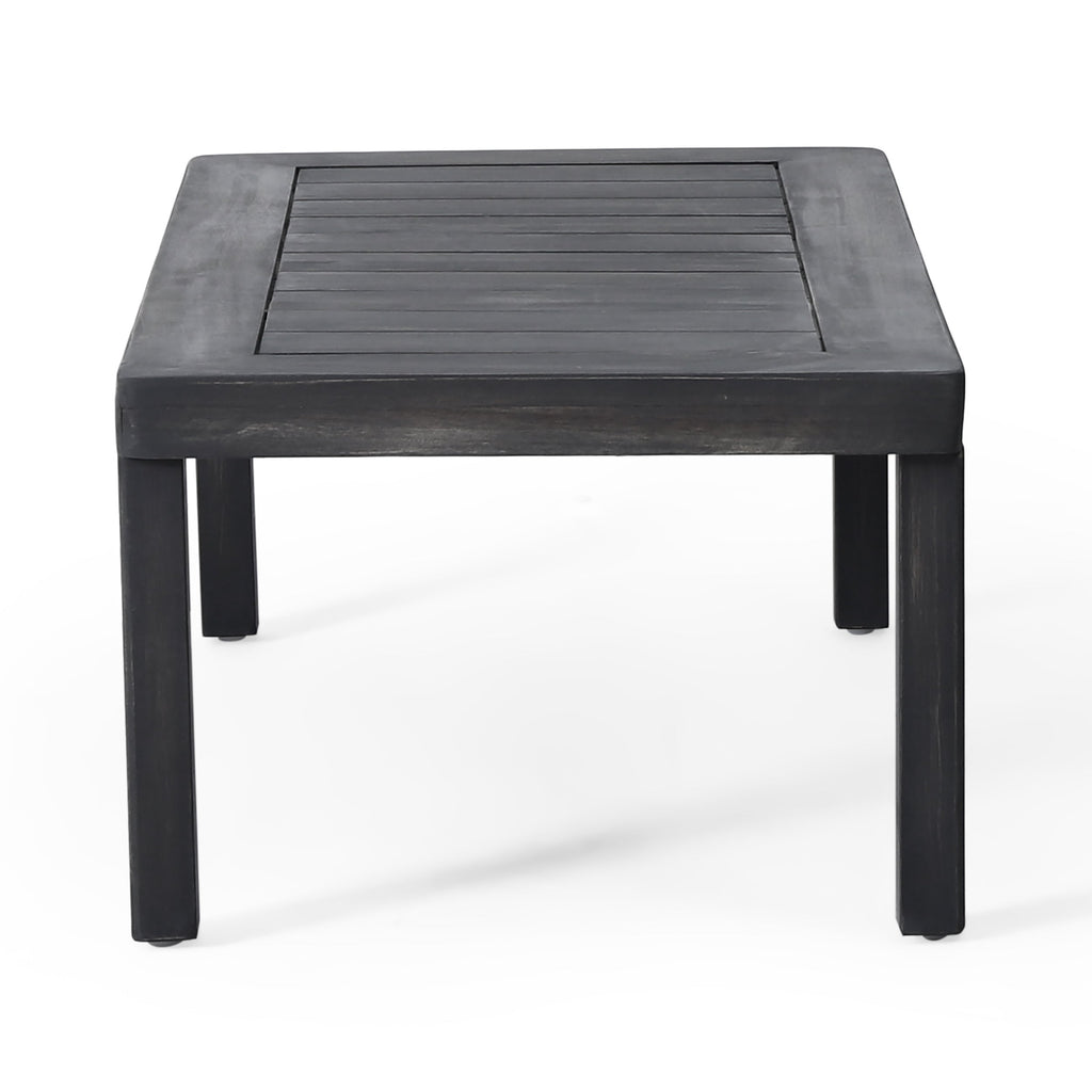 Outdoor Patio Set Acacia Wood Gray 2 Piece Loveseat Coffee Table Cushions