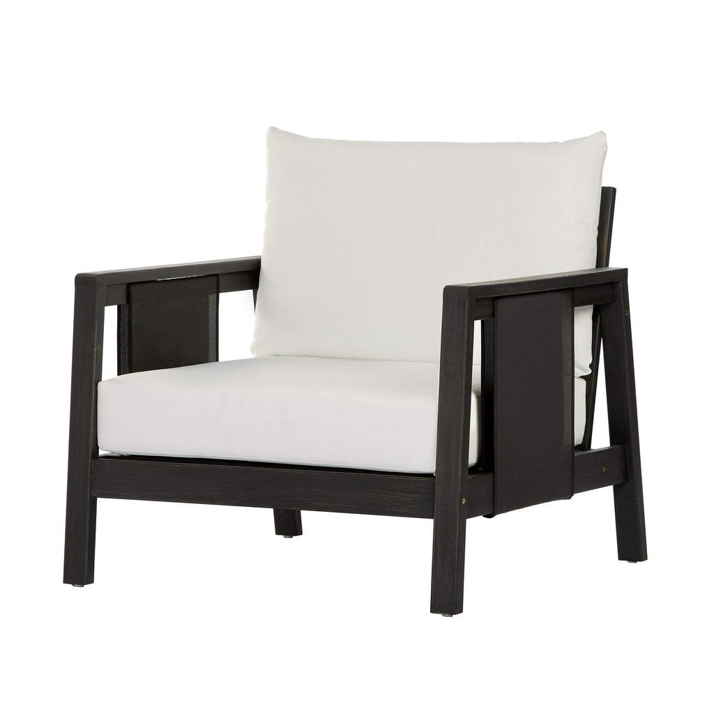 Outdoor Sofa Set Acacia Wood Textilene 4 Piece Gray White Seats 4