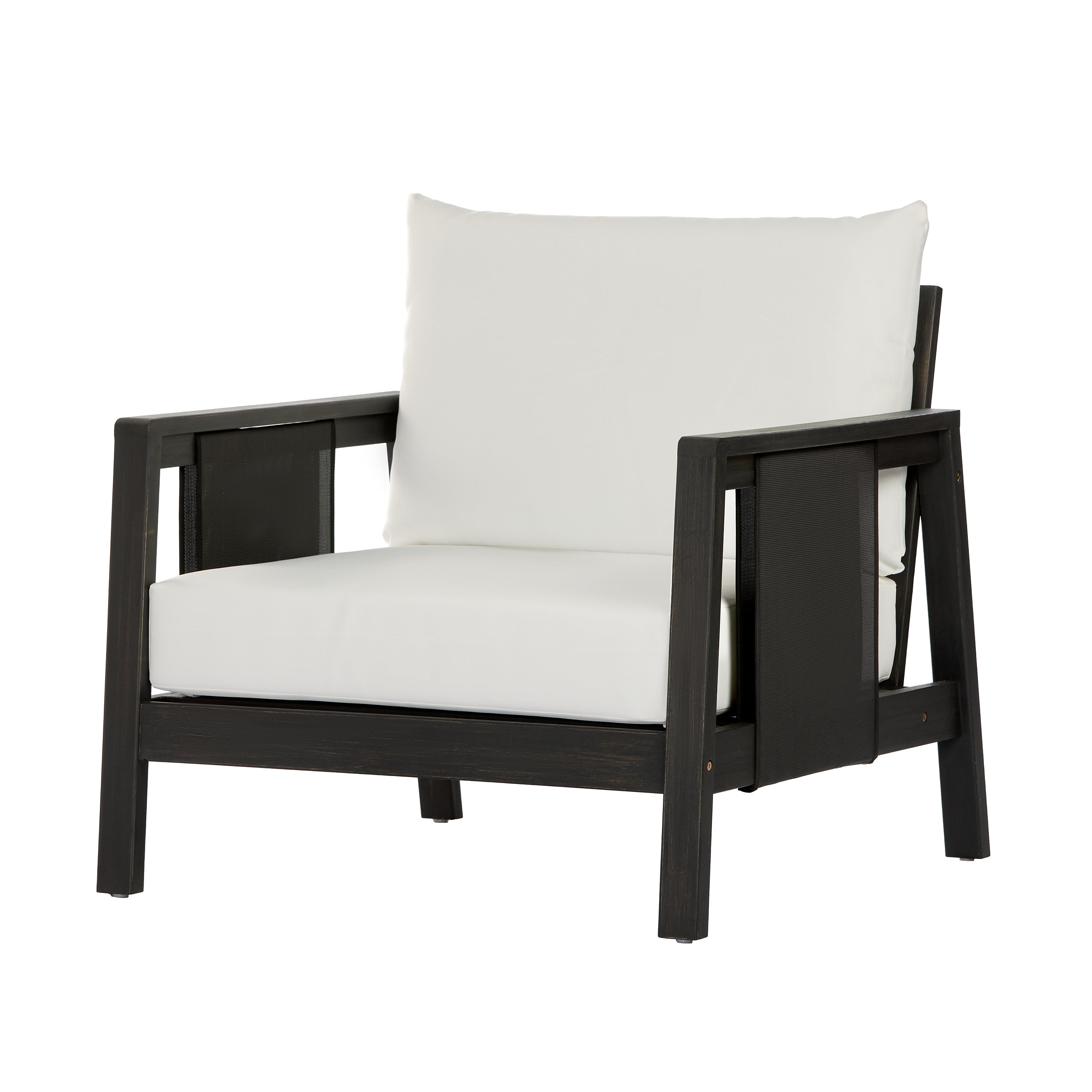 Outdoor Sofa Set Acacia Wood Textilene 4 Piece Gray White Seats 4