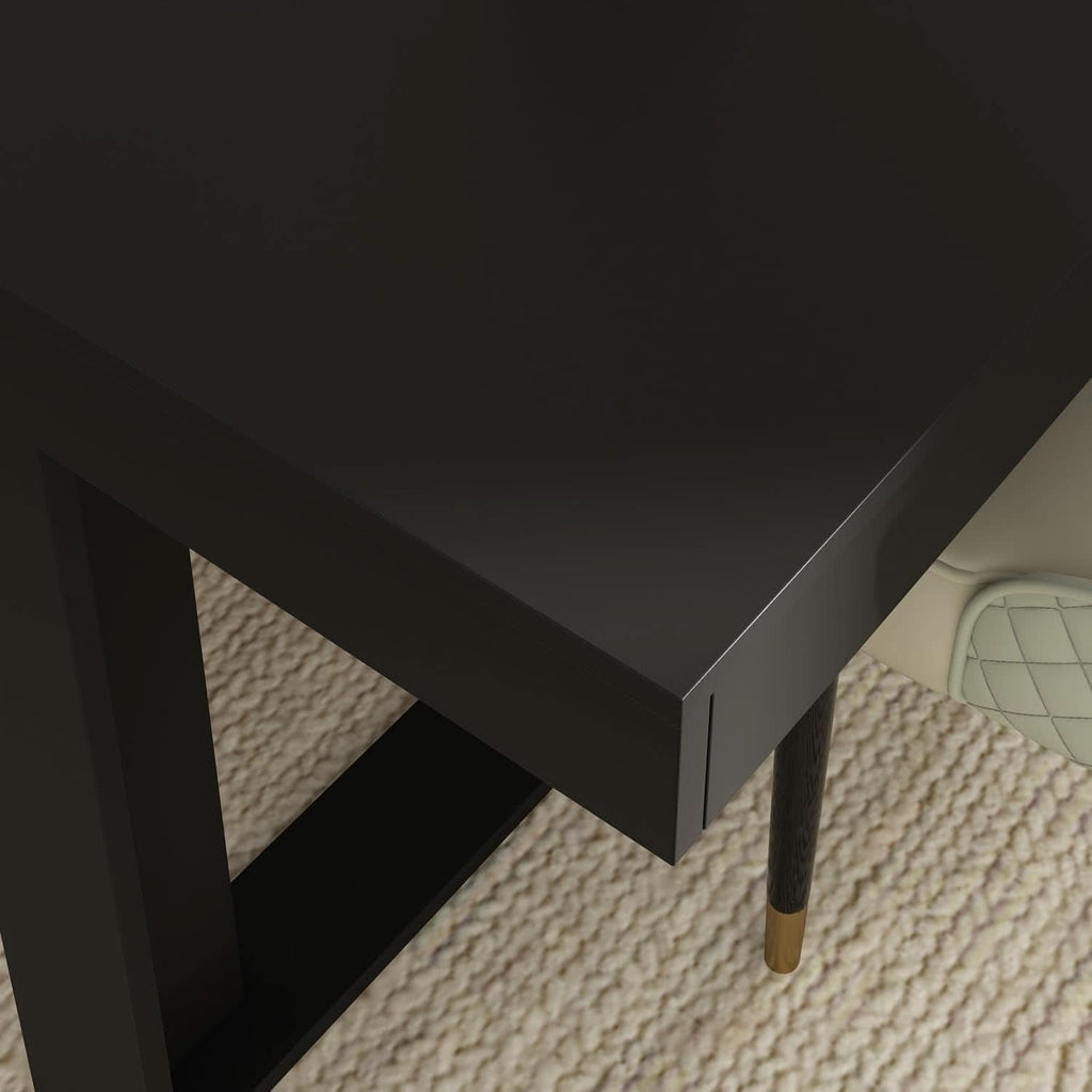 Dining Table 86.6 Inch Rectangular Wood Brown and Black Seats 8 to 10