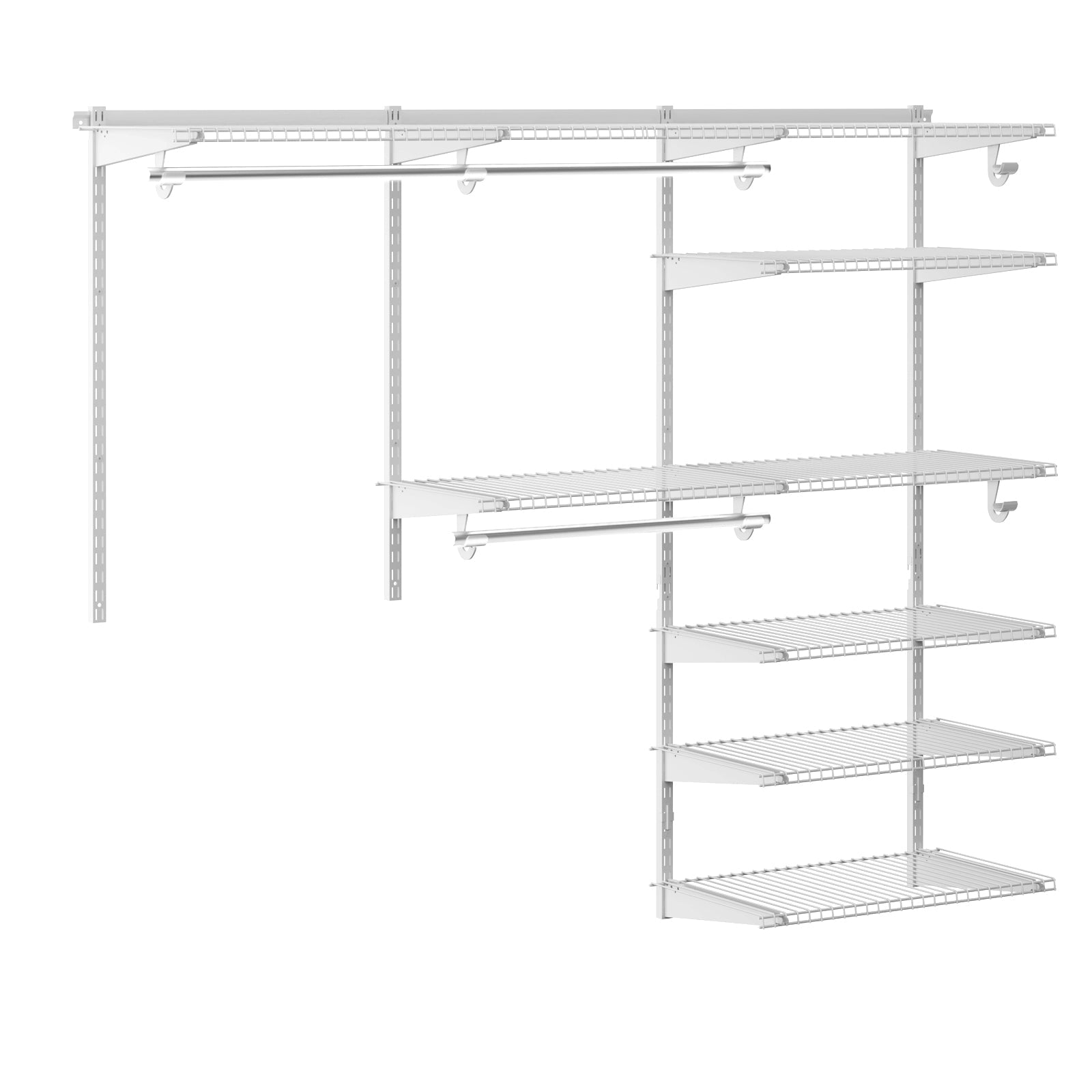 Adjustable Closet Organizer Kit with Shelves and Hanging Rods for 4 to 6 Feet