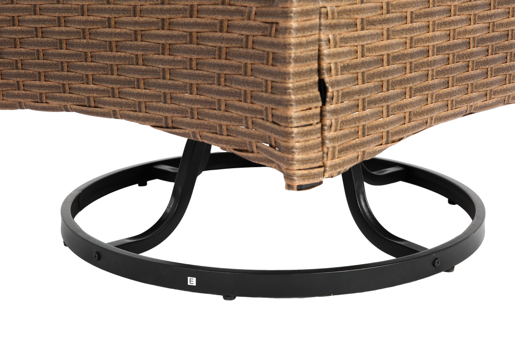 Outdoor Patio Set PE Rattan Steel Brown Swivel Rocker 3 Piece 350 LB