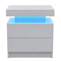 Modern LED Bedside Table Cabinet With Adjustable Lights And 2 Drawers - White