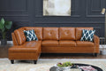 Sectional Sofa L-Shape Faux Leather Ginger 3 Seat Tufted Nailhead