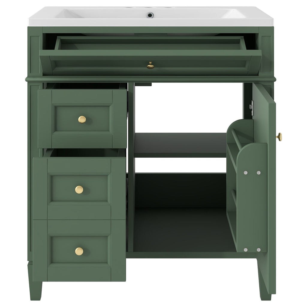 Bathroom Vanity With Medicine Cabinet, Royal Mirror Cabinet, Modern Bathroom Storage Cabinet With 2 Soft Closing Doors And 4 Drawers