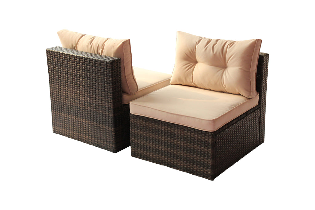 Outdoor Sectional Set PE Rattan 7 Piece Seats 6
