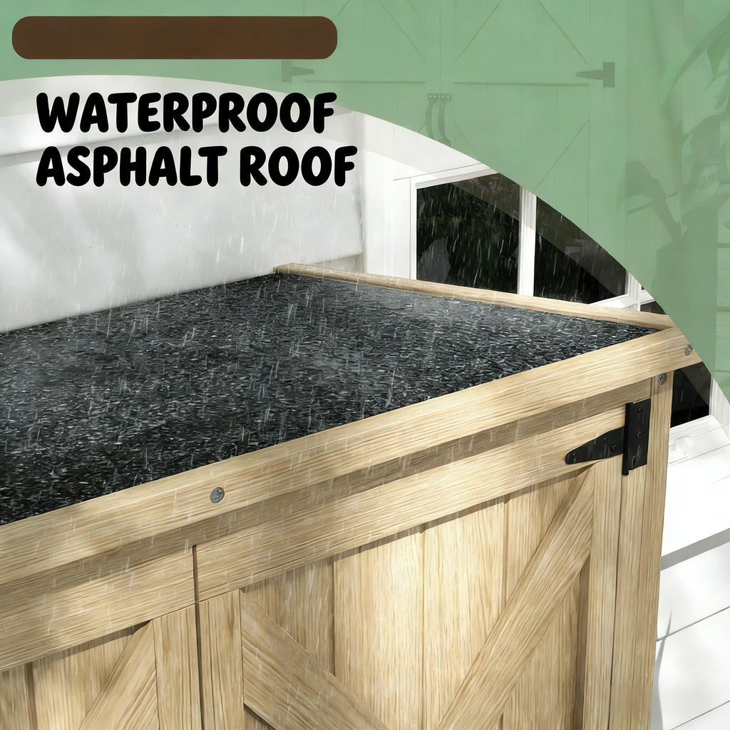 Outdoor Storage Shed Fir Wood Natural Vertical Lockable 35.5in