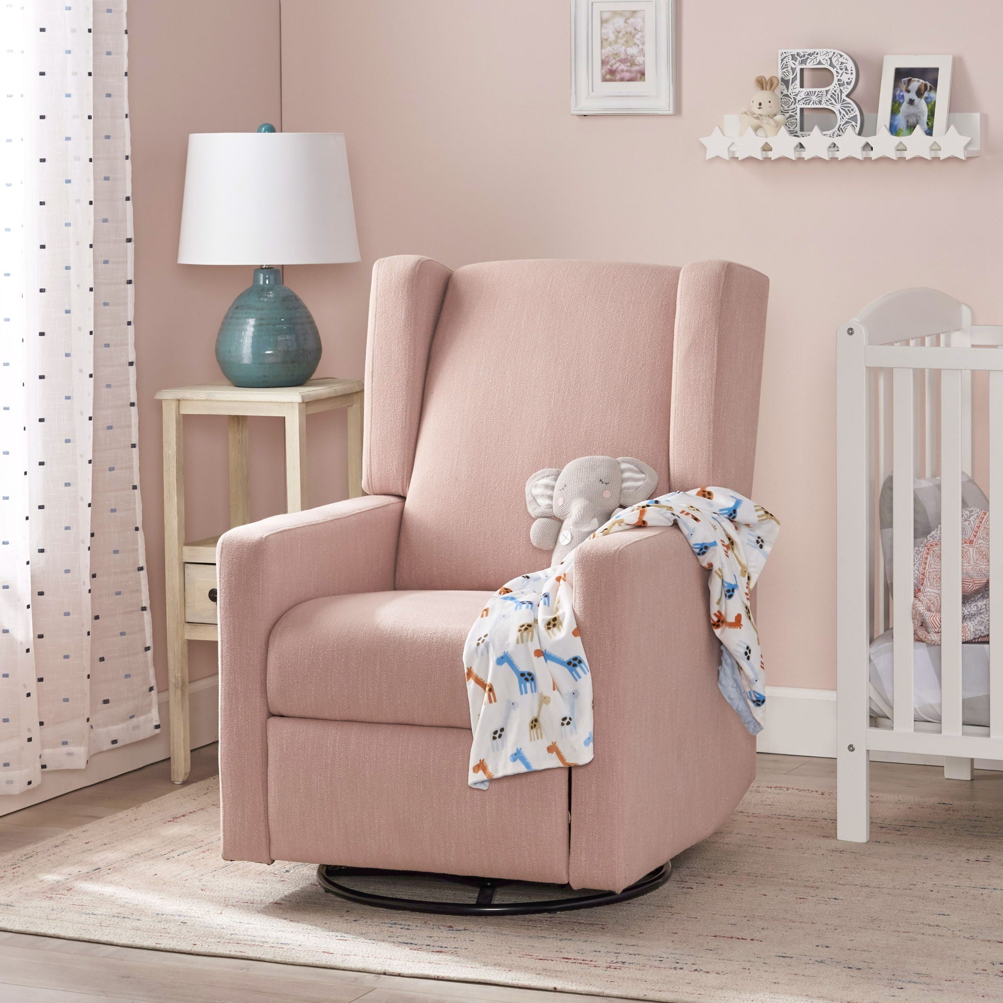 Landau Contemporary Fabric Upholstered Swivel Recliner