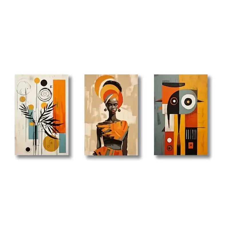 African Abstract Wall Art Set 3 Pieces