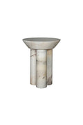Afyon Sugar Marble Round Legs Side Table - Honed Finish 18x22